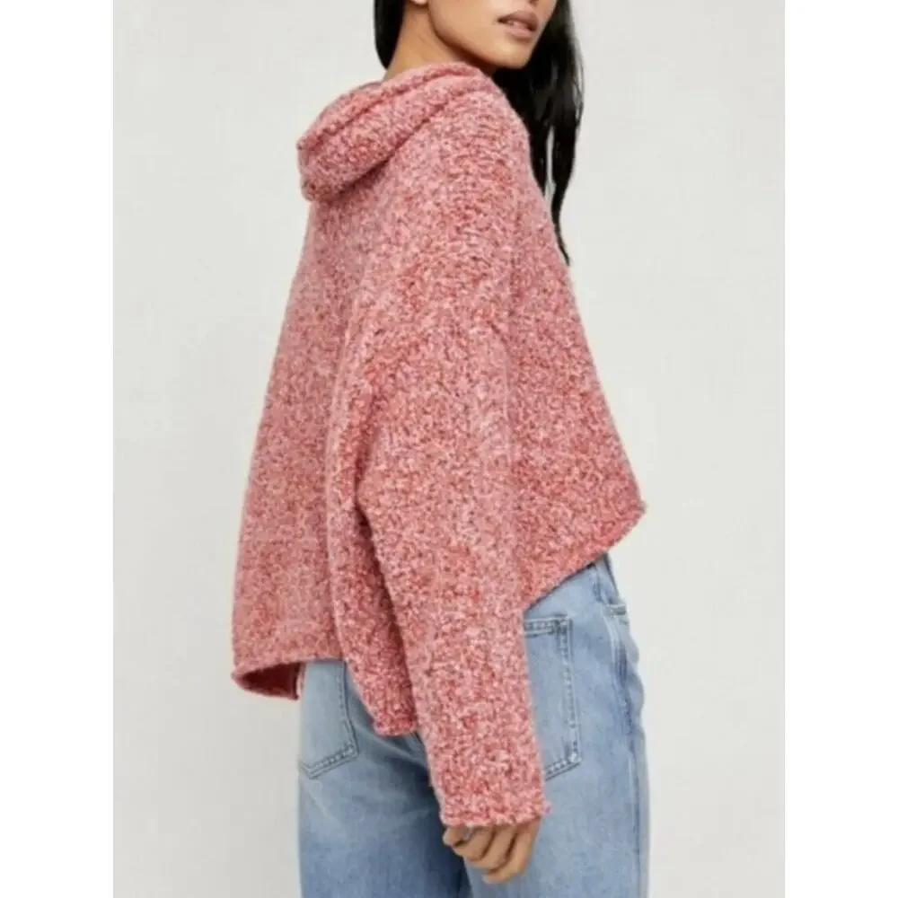 Free People BFF Red Lotus Cowl Neck Knit Sweater sz XS